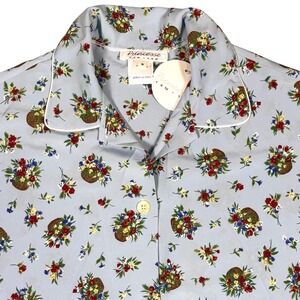 NWT Pajama Set Vtg 2000 Princesse Tam Tam Floral Blue Cottagecore Made France S‎